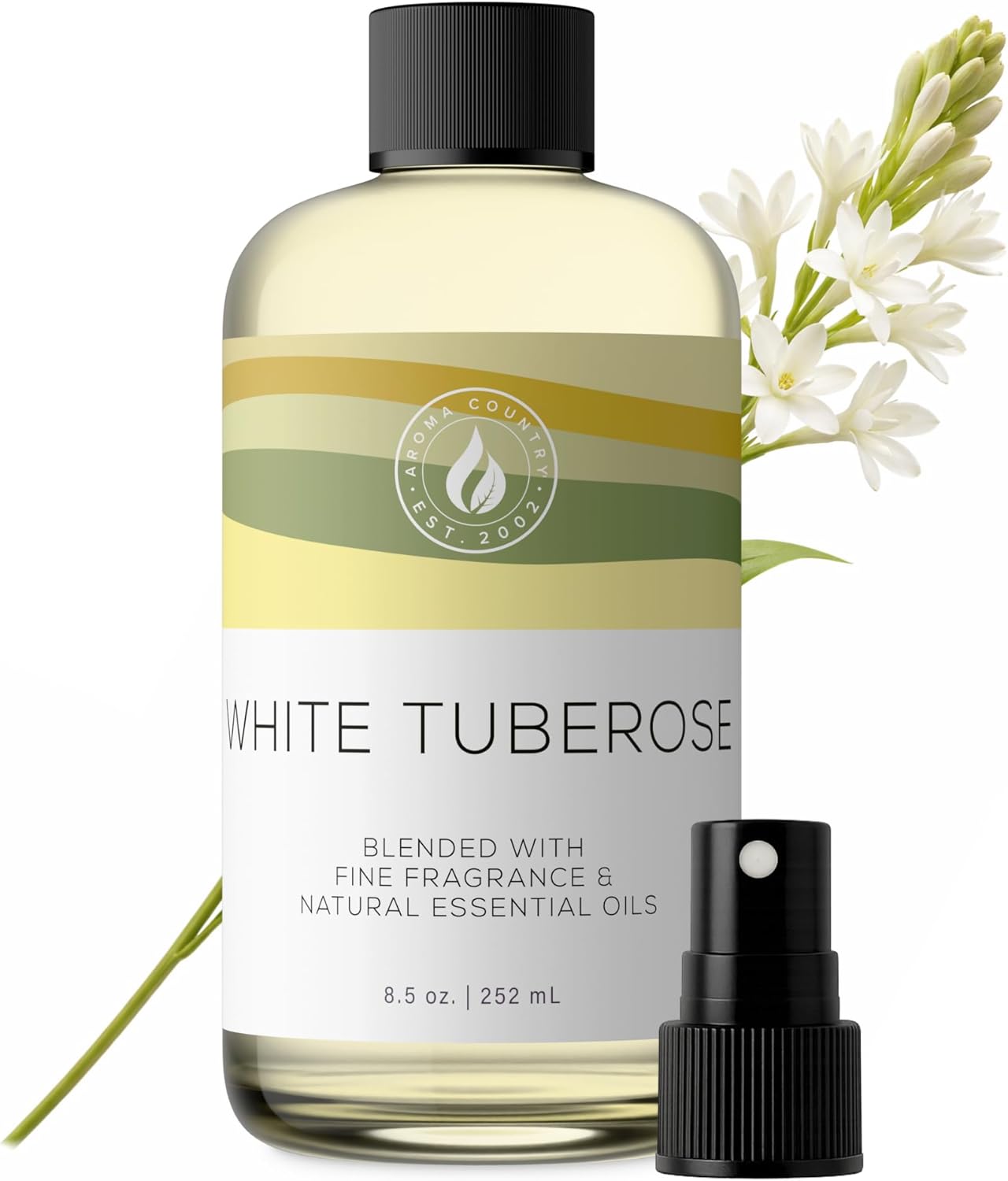 Aroma Country White Tea Diffuser Oil - Luxury Essential Oils for Diffuser Refill & Air Freshener Room Spray, Long-Lasting, Natural Home Fragrance and Hotel Scent for Diffusers & Machines (8.5 Fl Oz)