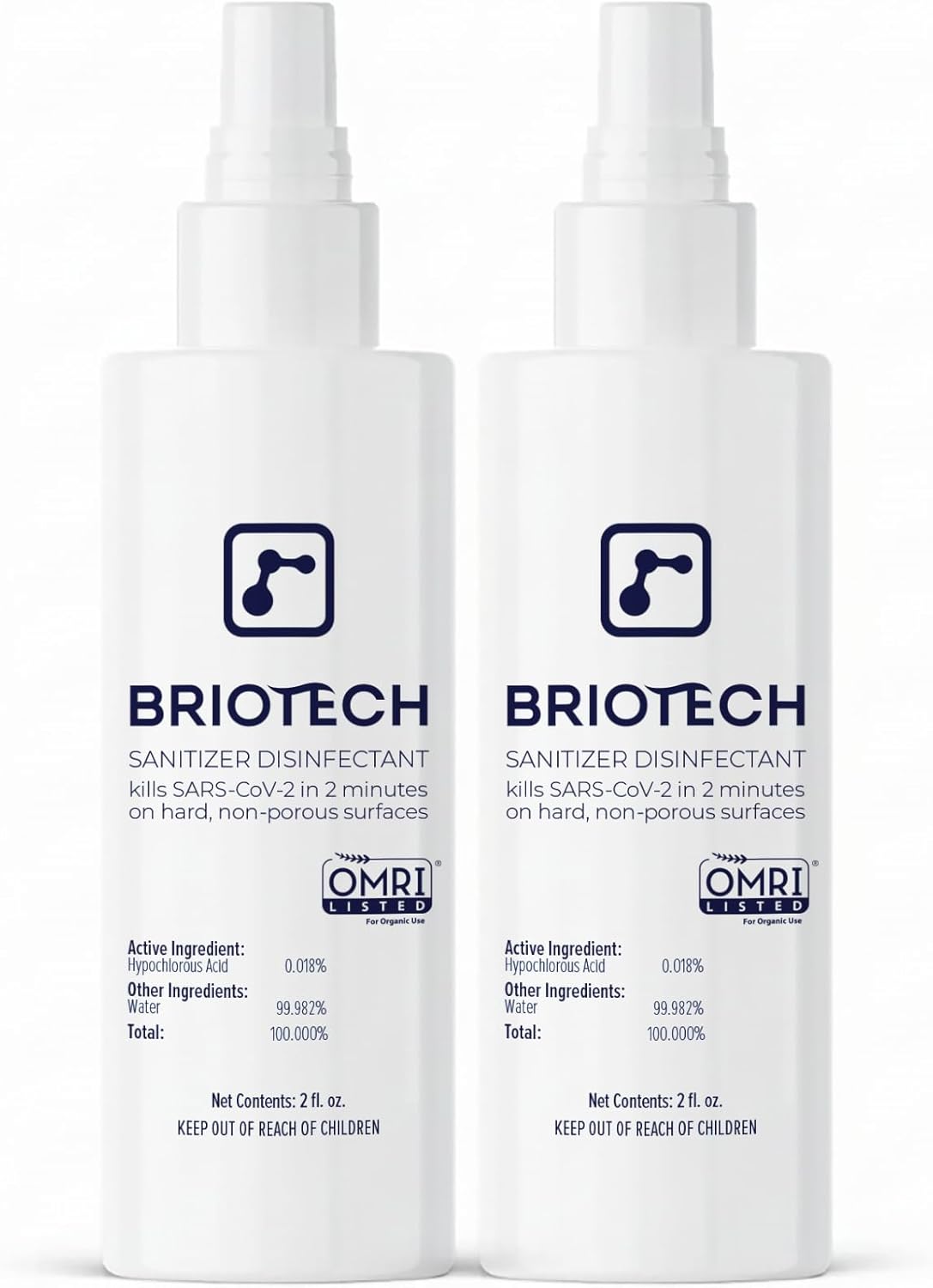 BRIOTECH Sanitizer Disinfectant Hypochlorous, Kill 99.99% of Viruses & Bacteria, Control Mold, Eliminate Odor, Gentle for Nursery & Play Rooms, Food Contact Surface Sanitizer, 1 Gallon Refill