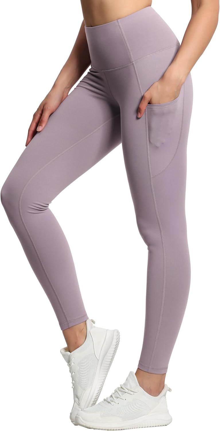 THE GYM PEOPLE Thick High Waist Yoga Pants with Pockets, Tummy Control Workout Running Yoga Leggings for Women