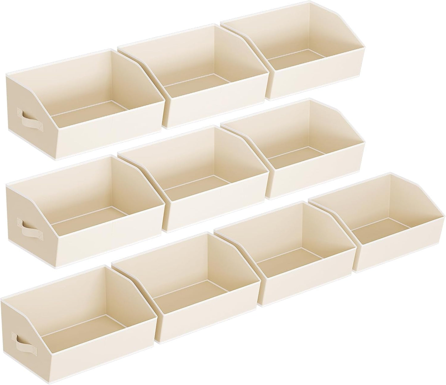 Closet Organizers Bins 6 Packs - Large Closet Shelf Organizer with Handles, Fabric Trapezoid Storage Bins, Collapsible Storage Cubes for Clothes, Towels, Light Gray