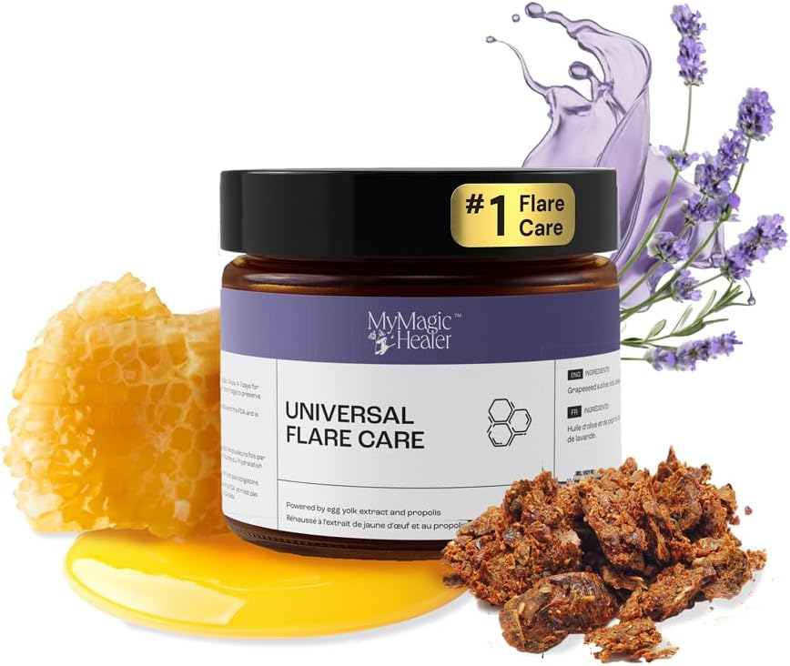 MyMagicHealer Universal Flare Care – Multi-Purpose Solution | Skin Flare-Ups - Hidradenitis Suppurativa, Folliculitis, Boils, Cysts | Anti-Chafing | Irritated Skin Relief w/Propolis & Egg Yolk 4 oz