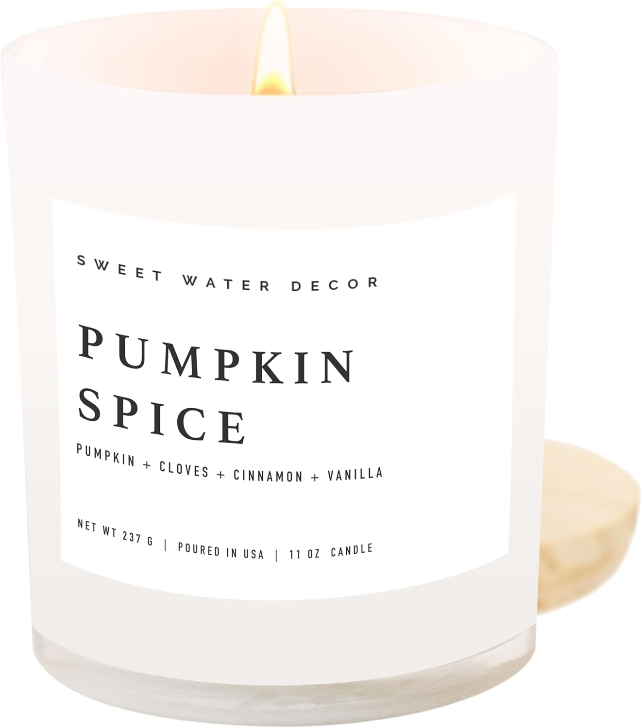 Sweet Water Decor Salt and Sea Candle - Sea Salt, Citrus, Amber, Musk, Beach Scented Soy Candles for Home - 11oz White Glass Jar + Wood Lid, 50+ Hour Burn Time, Made in the USA