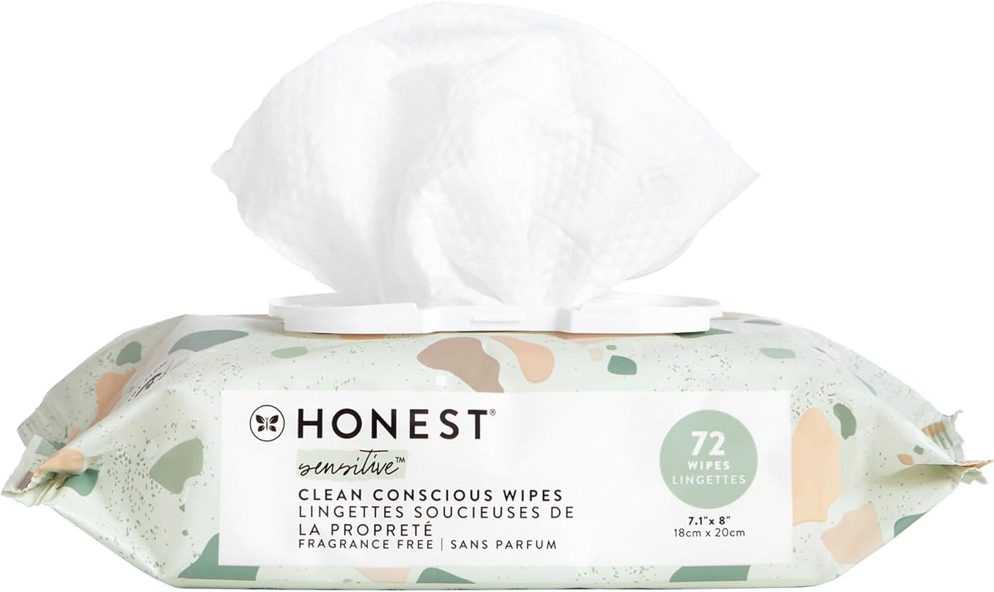 The Honest Company Baby Wipes for Sensitive Skin, Hypoallergenic, Fragrance-Free, Multi-Use, Pattern Play Design, 720 Count (8 Packs of 90)
