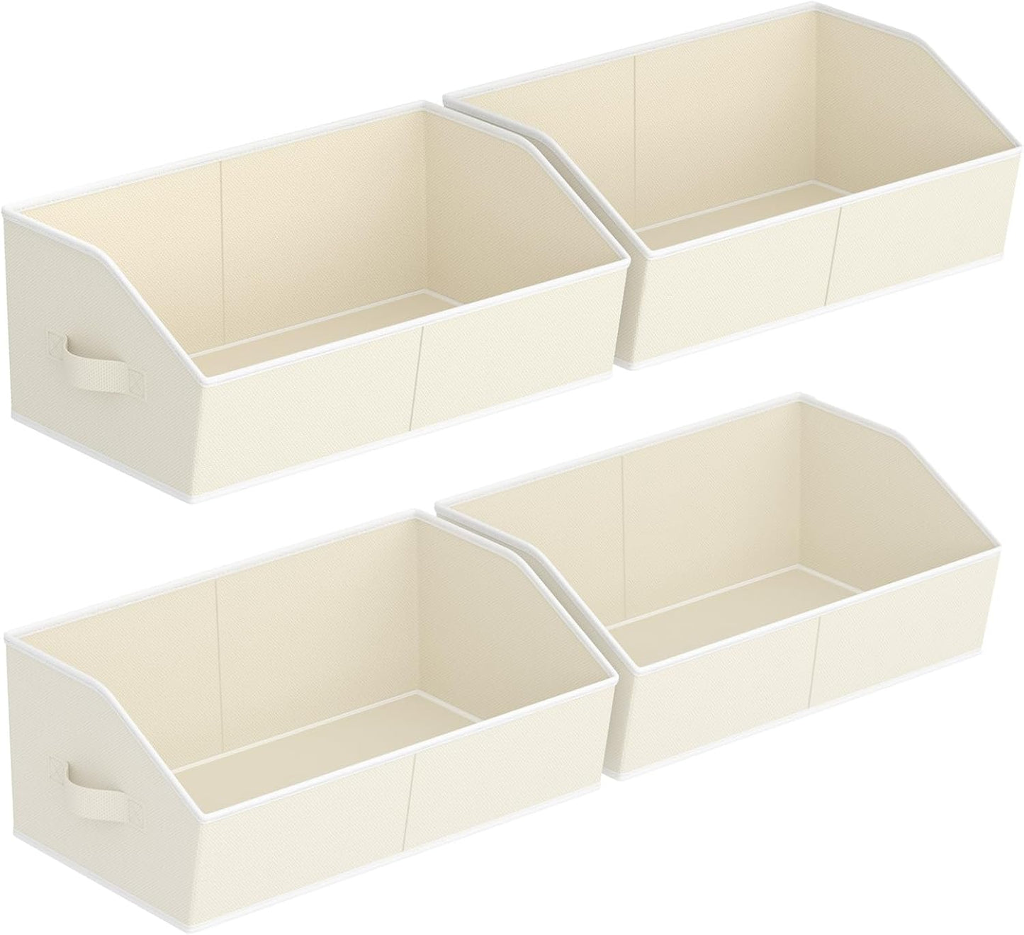 Closet Organizers Bins 6 Packs - Large Closet Shelf Organizer with Handles, Fabric Trapezoid Storage Bins, Collapsible Storage Cubes for Clothes, Towels, Light Gray