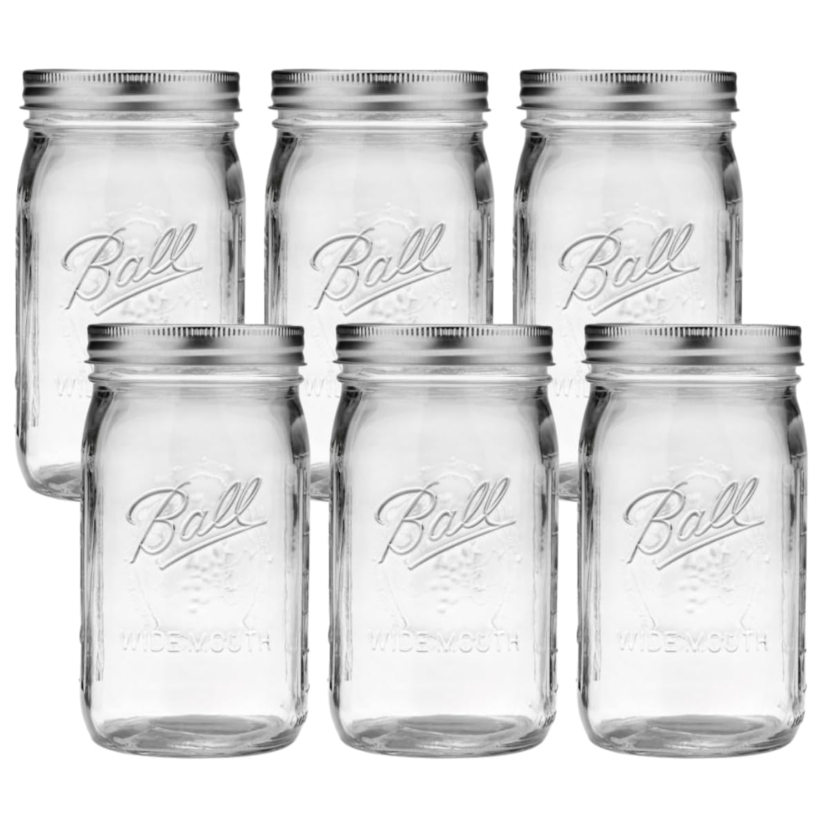 Ball Wide Mouth Pint 16-Ounce Glass Mason Jar with Lids and Bands, 12-Count