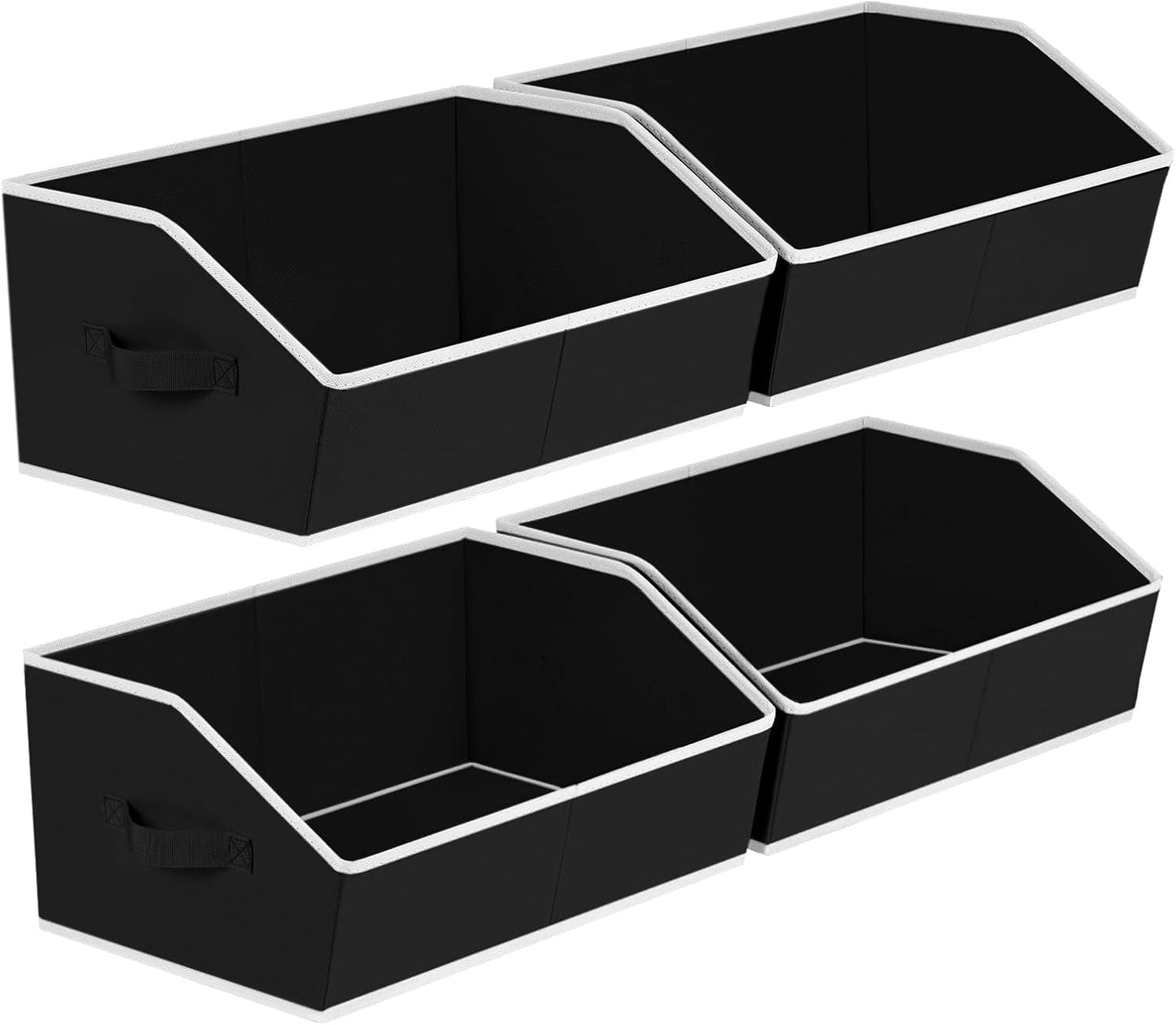 Closet Organizers Bins 6 Packs - Large Closet Shelf Organizer with Handles, Fabric Trapezoid Storage Bins, Collapsible Storage Cubes for Clothes, Towels, Light Gray