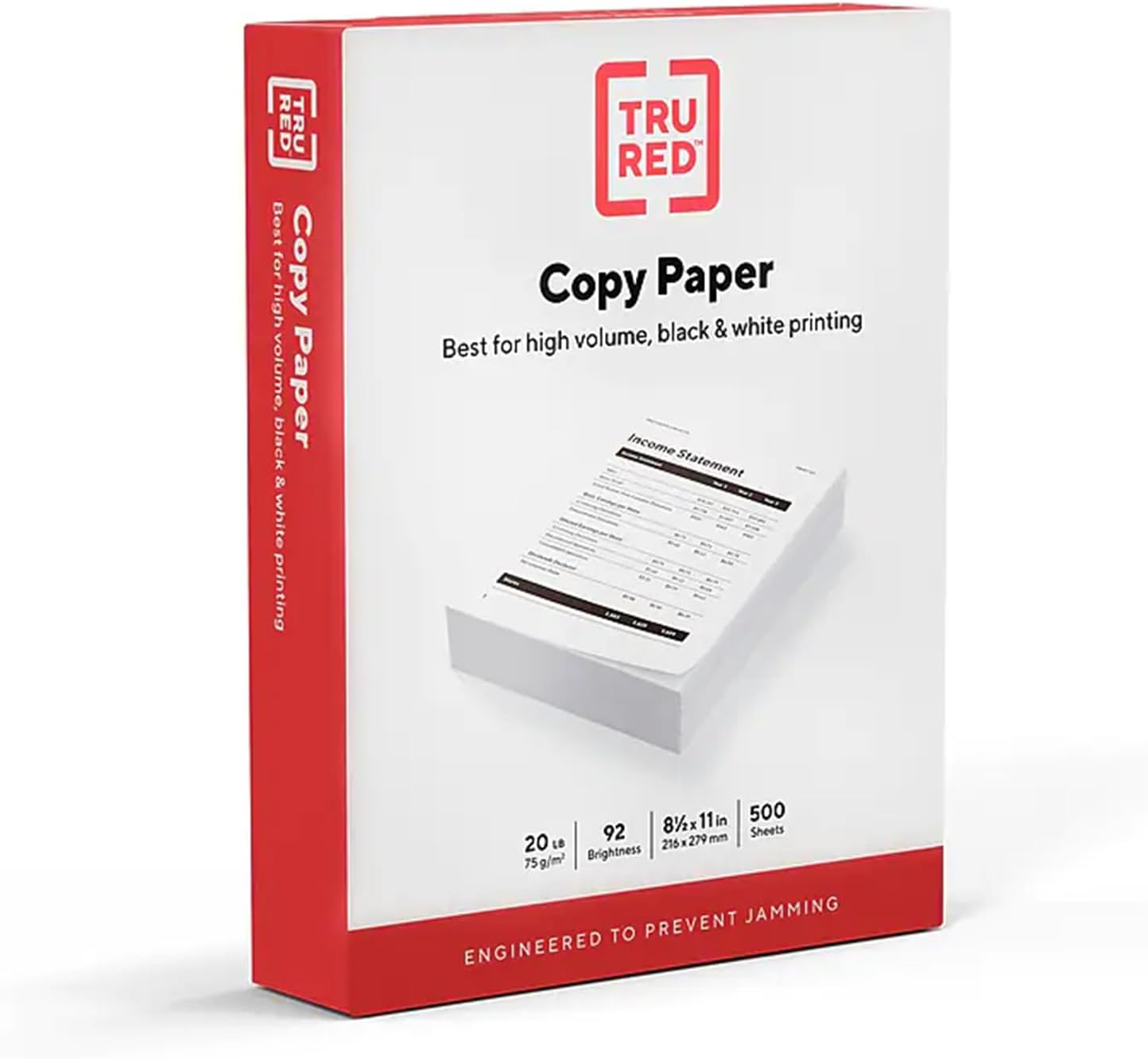 TRU RED 8.5x11 Copy Paper 20 lb. 92-Bright 5000 Sheets/Carton, For Office, School & Home