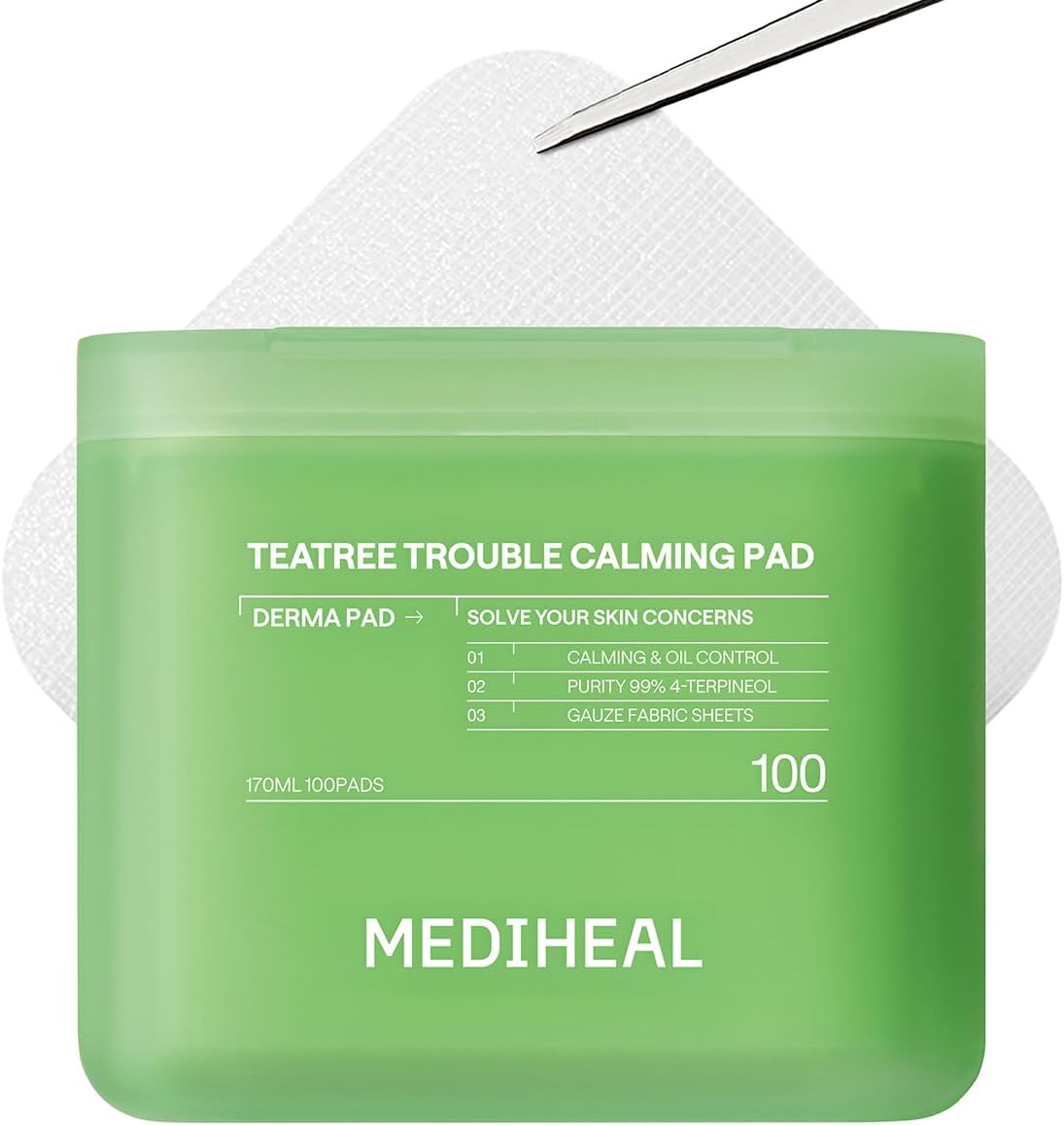 MEDIHEAL Toner Pads 100 Count - Madecassoside Blemish Care Toner Pad with Centella Asiatica - Improves Uneven Skin Tone & Deep Hydration - Vegan Hypoallergenic Face Gauze, Korean Skin Care