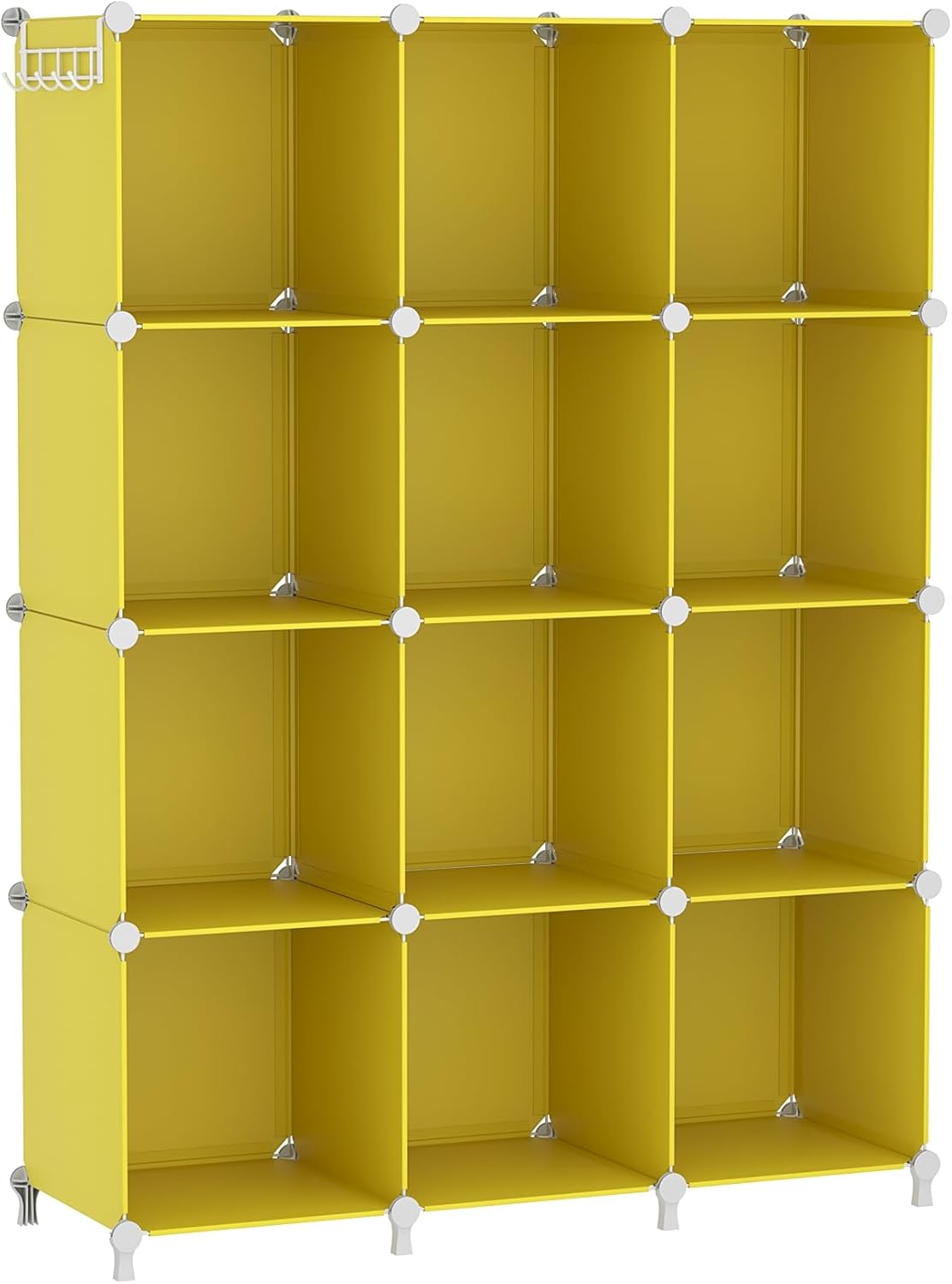 AWTATOS Cube Storage Organizer Storage 12 Cube Bookshelf DIY Plastic Closet Clothes Storage Shelves with Wooden Mallet, Stackable Storage Solution for Home, Bedroom, White