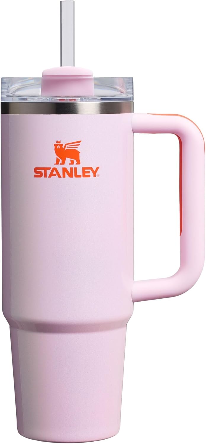 STANLEY Quencher H2.0 Tumbler with Handle and Straw 40 oz | Flowstate 3-Position Lid | Cup Holder Compatible for Travel | Insulated Stainless Steel Cup | BPA-Free | Cherry Blossom
