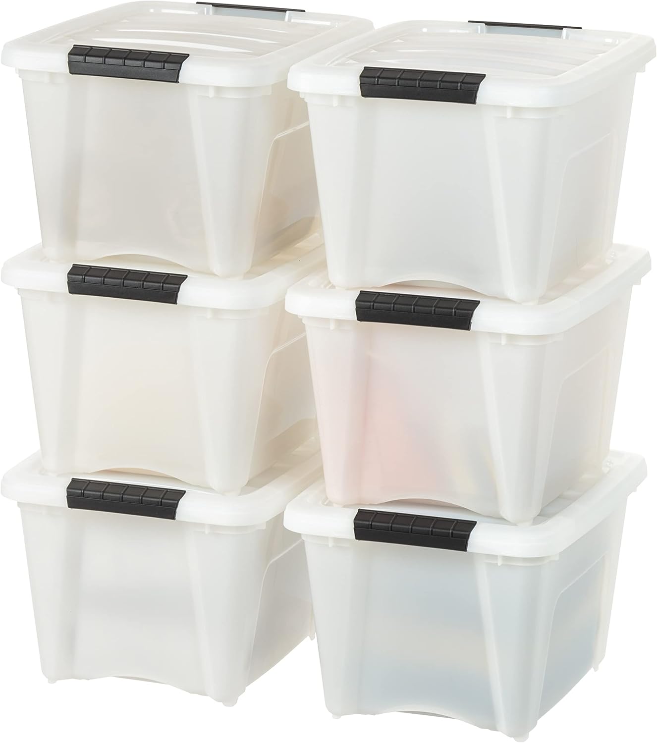 IRIS USA 13 QT Plastic Storage Box with Lid and Latches - 6 Pack - BPA-Free, See-Through Organizing Solution, Durable Nestable Stackable Containers, Secure Pull Handle - Clear