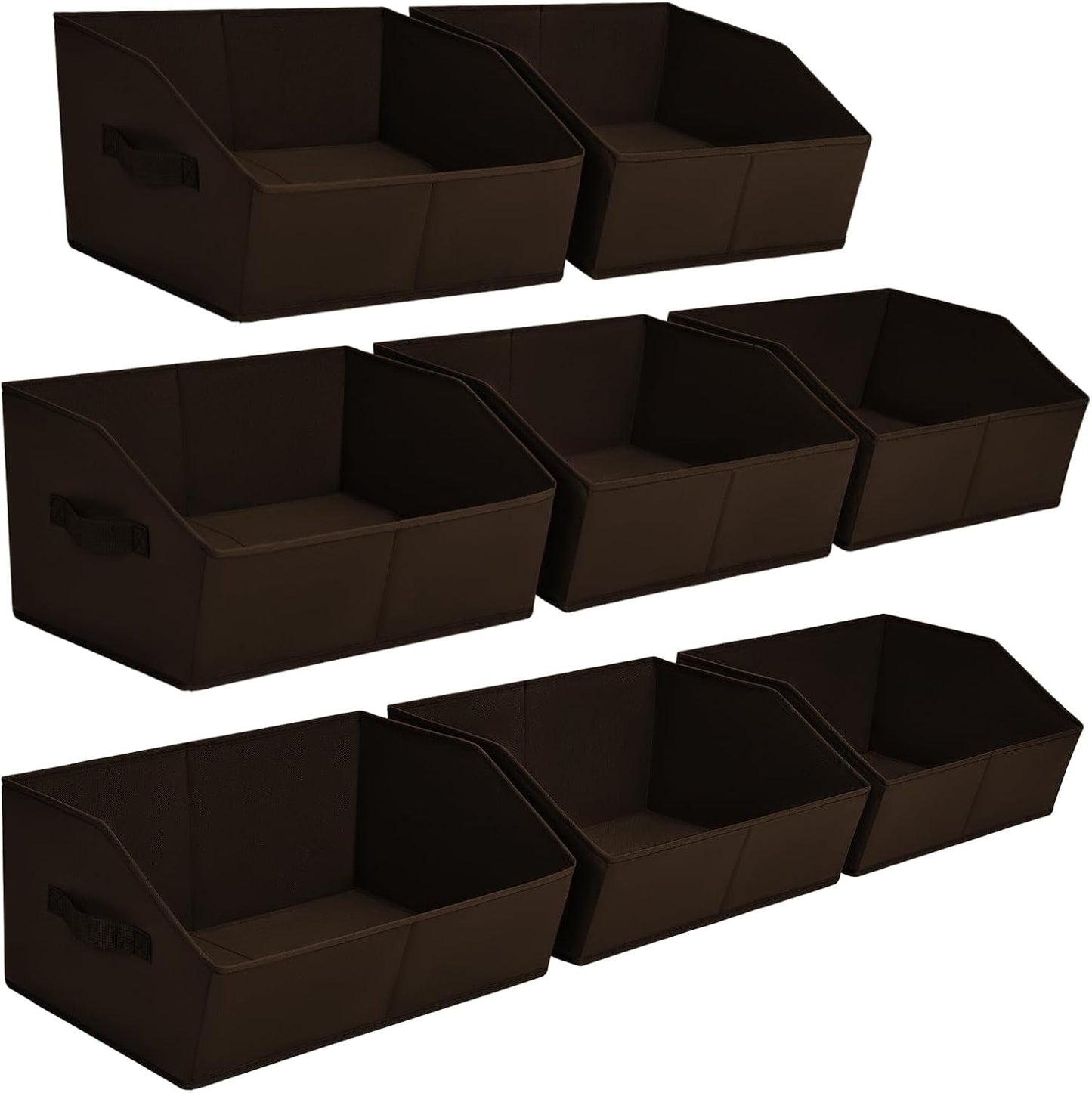 Closet Organizers Bins 6 Packs - Large Closet Shelf Organizer with Handles, Fabric Trapezoid Storage Bins, Collapsible Storage Cubes for Clothes, Towels, Light Gray