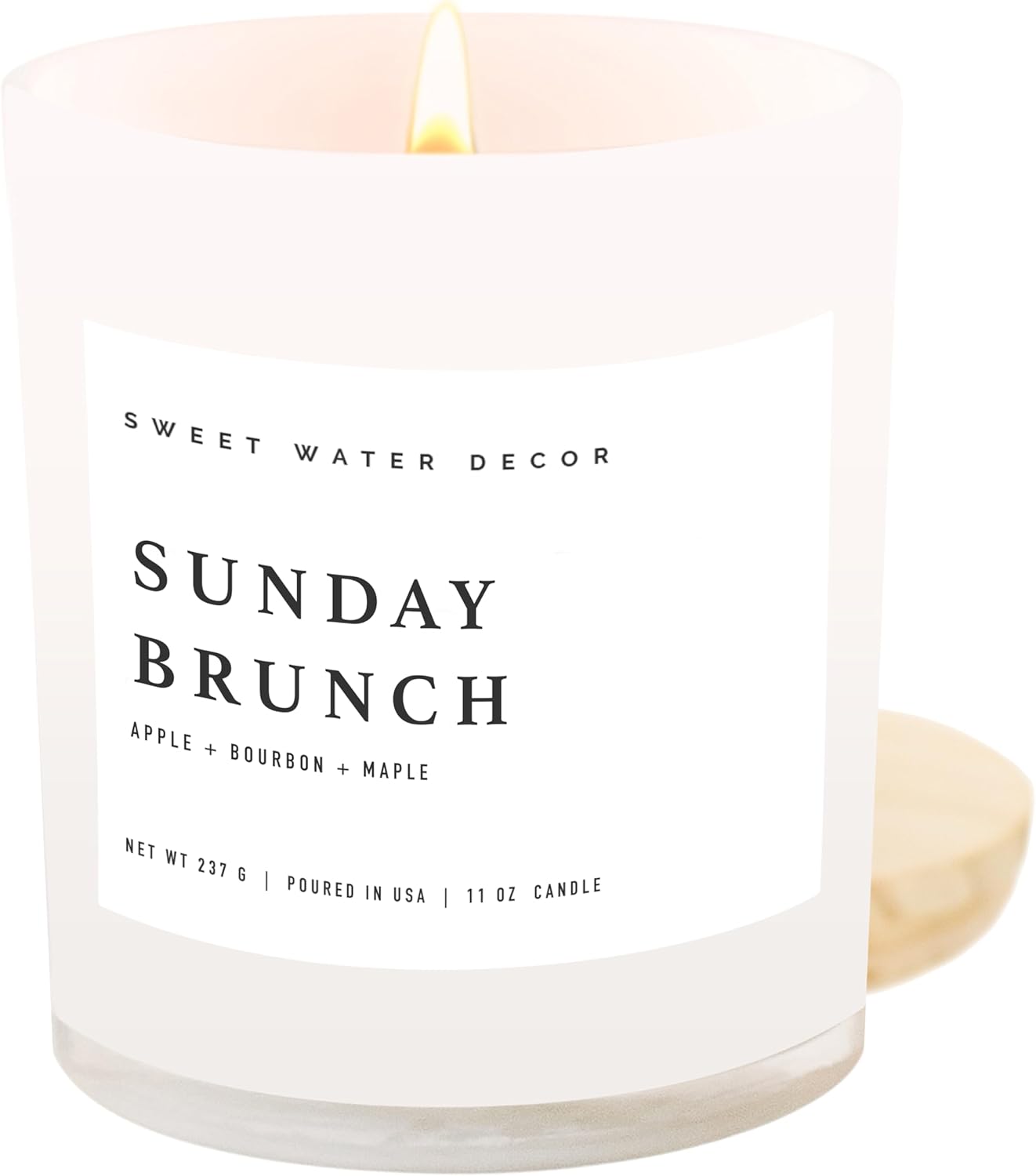 Sweet Water Decor Salt and Sea Candle - Sea Salt, Citrus, Amber, Musk, Beach Scented Soy Candles for Home - 11oz White Glass Jar + Wood Lid, 50+ Hour Burn Time, Made in the USA
