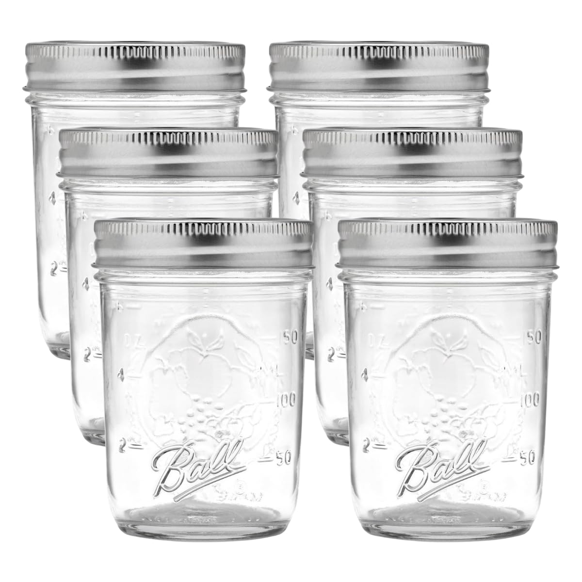 Ball Wide Mouth Pint 16-Ounce Glass Mason Jar with Lids and Bands, 12-Count