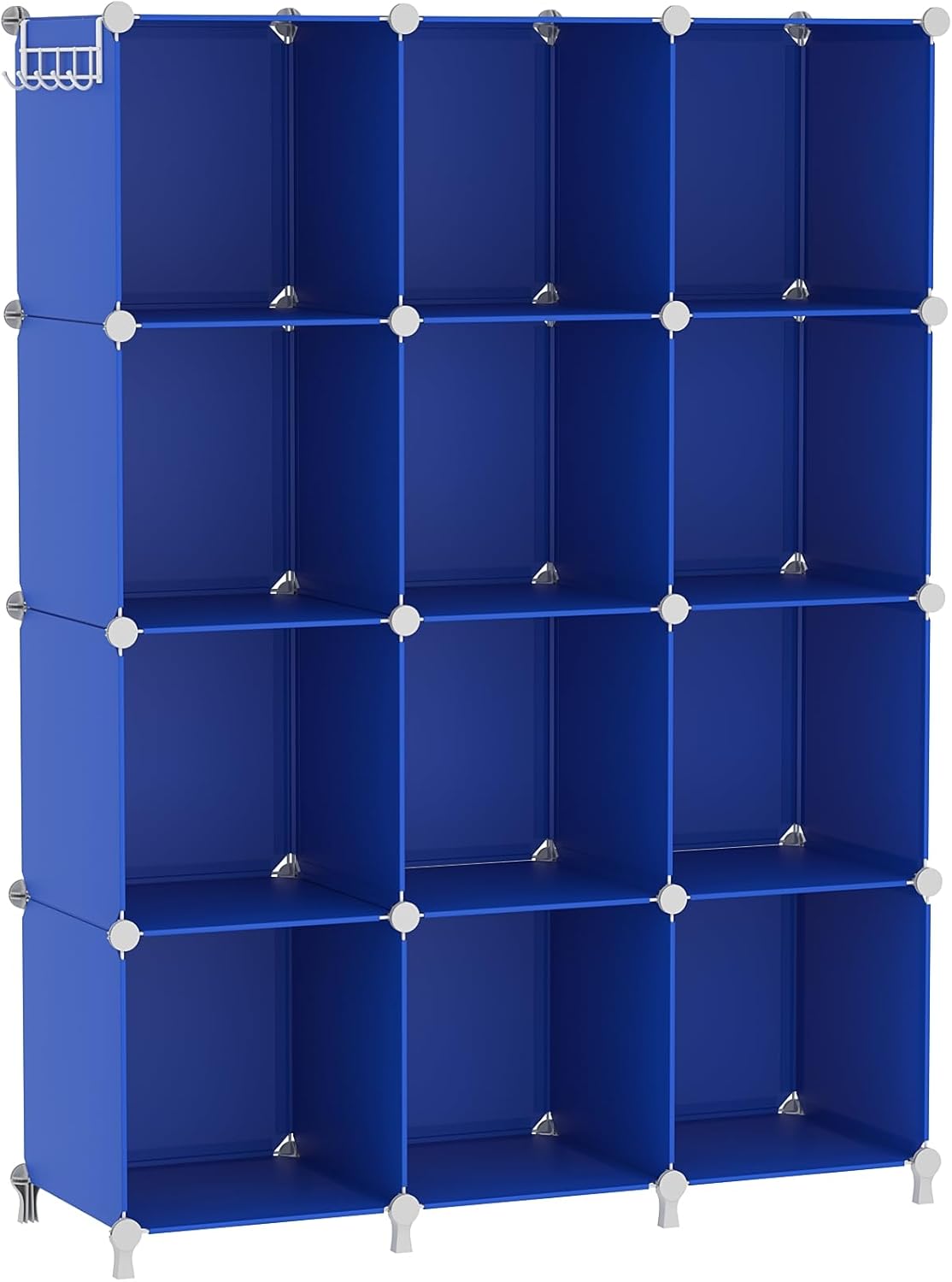 AWTATOS Cube Storage Organizer Storage 12 Cube Bookshelf DIY Plastic Closet Clothes Storage Shelves with Wooden Mallet, Stackable Storage Solution for Home, Bedroom, White