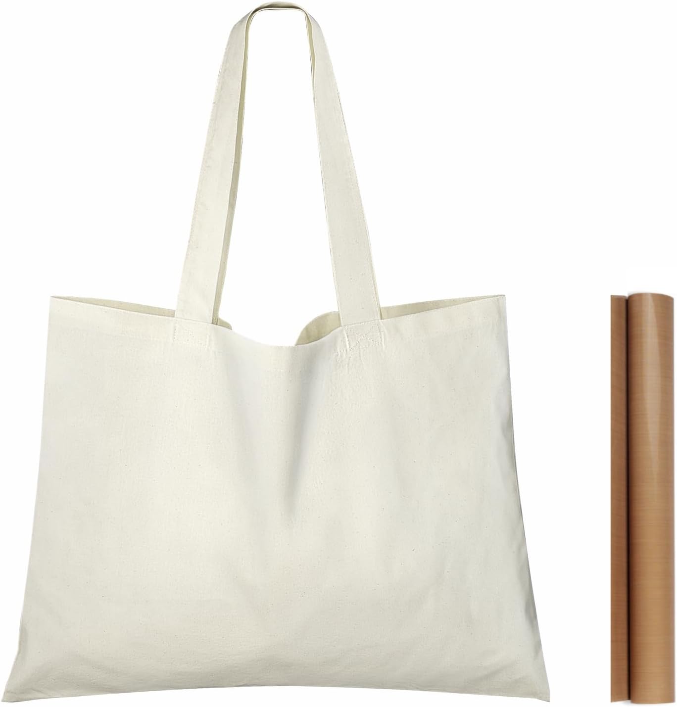 NPBAG 25 Pack 15'' X 16'' Natural Cotton Tote Bags, Lightweight Blank Bulk Cloth bags with 1pc of PTFE Teflon Sheet