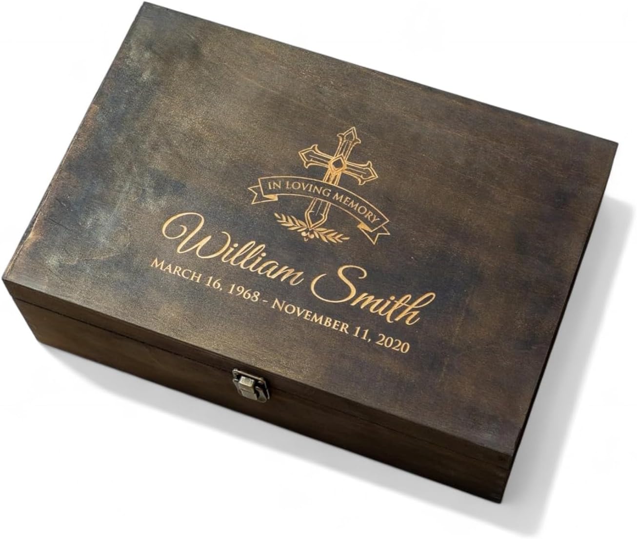 Personalized Wooden Keepsake Box - Custom Memory Box for Photos Jewelry Letters Rustic Memento Storage Box for Wedding, Anniversary, Birthday, Graduation & Retirement Gifts