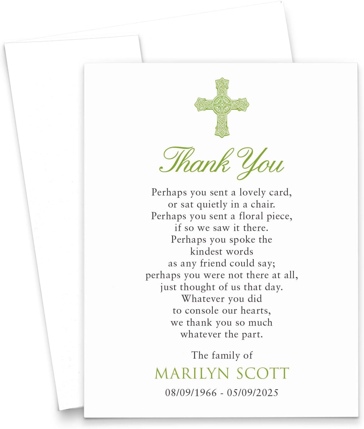 Modern Pink Paper Funeral Thank You Notes with Message Inside, FLAT Sympathy Acknowledgement Cards & Envelopes, Bereavement Personalized Thank You Notecards, Your Choice of Quantity and Color