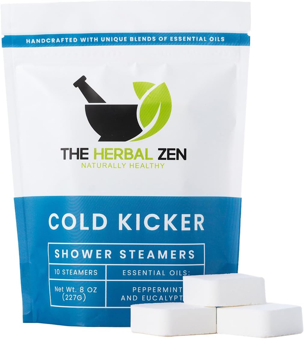 Cold Kicker Shower Steamers Aromatherapy for Relief - USA Made - Peppermint & Eucalyptus Shower Bomb Tablets – Valentines Day Gift for Her and Him – Soothing Natural Essential Oils (10 Pack)