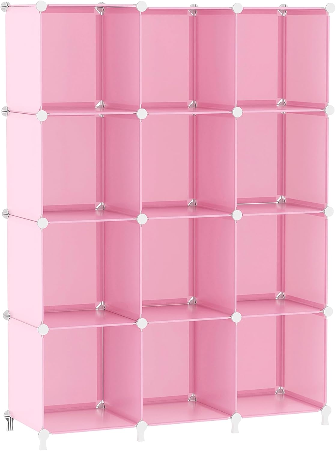 AWTATOS Cube Storage Organizer Storage 12 Cube Bookshelf DIY Plastic Closet Clothes Storage Shelves with Wooden Mallet, Stackable Storage Solution for Home, Bedroom, White