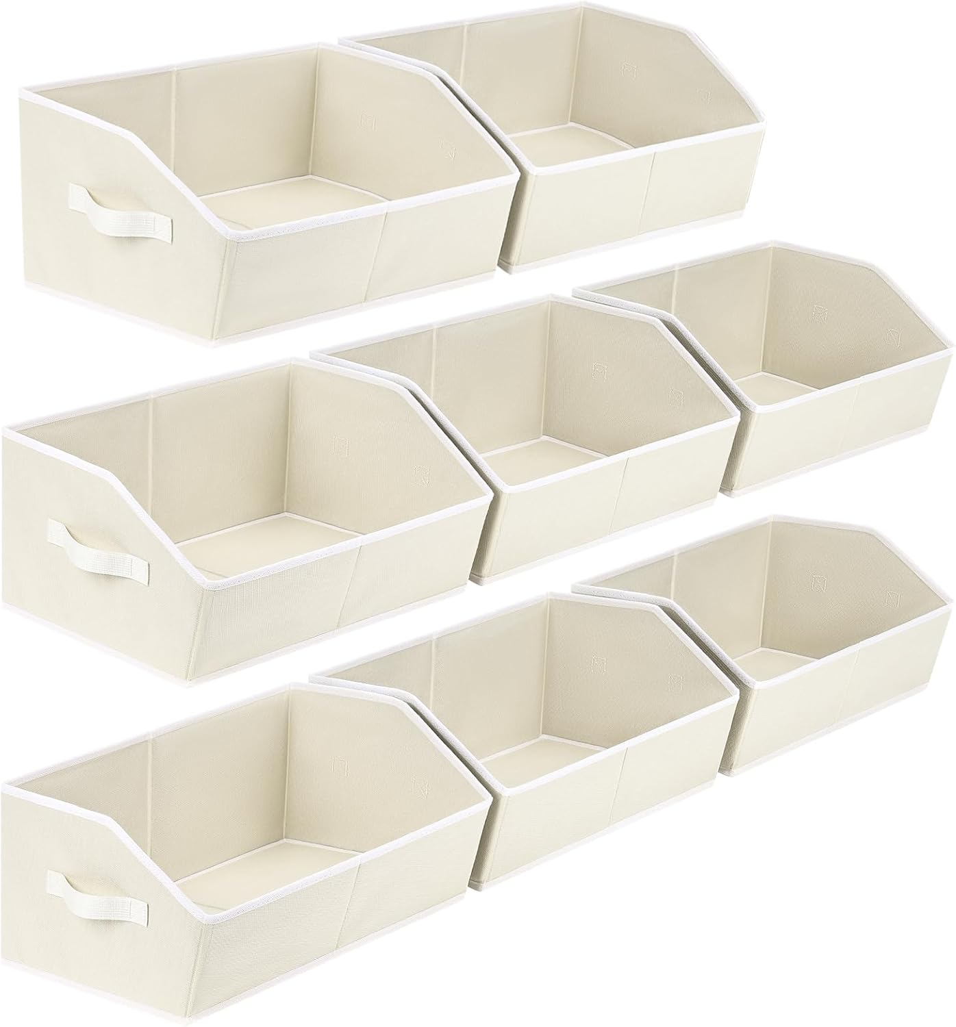 Closet Organizers Bins 6 Packs - Large Closet Shelf Organizer with Handles, Fabric Trapezoid Storage Bins, Collapsible Storage Cubes for Clothes, Towels, Light Gray