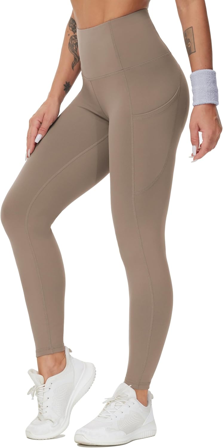THE GYM PEOPLE Thick High Waist Yoga Pants with Pockets, Tummy Control Workout Running Yoga Leggings for Women