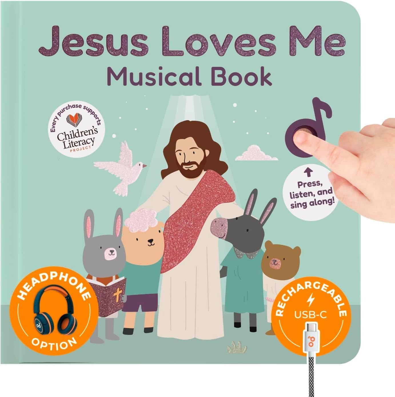 Cali's Books Easter Nursery Rhymes Musical Book - Easter Basket Stuffers for Toddlers, Baby Easter Basket Stuffers, Rechargeable Musical Books for Toddlers 1-3