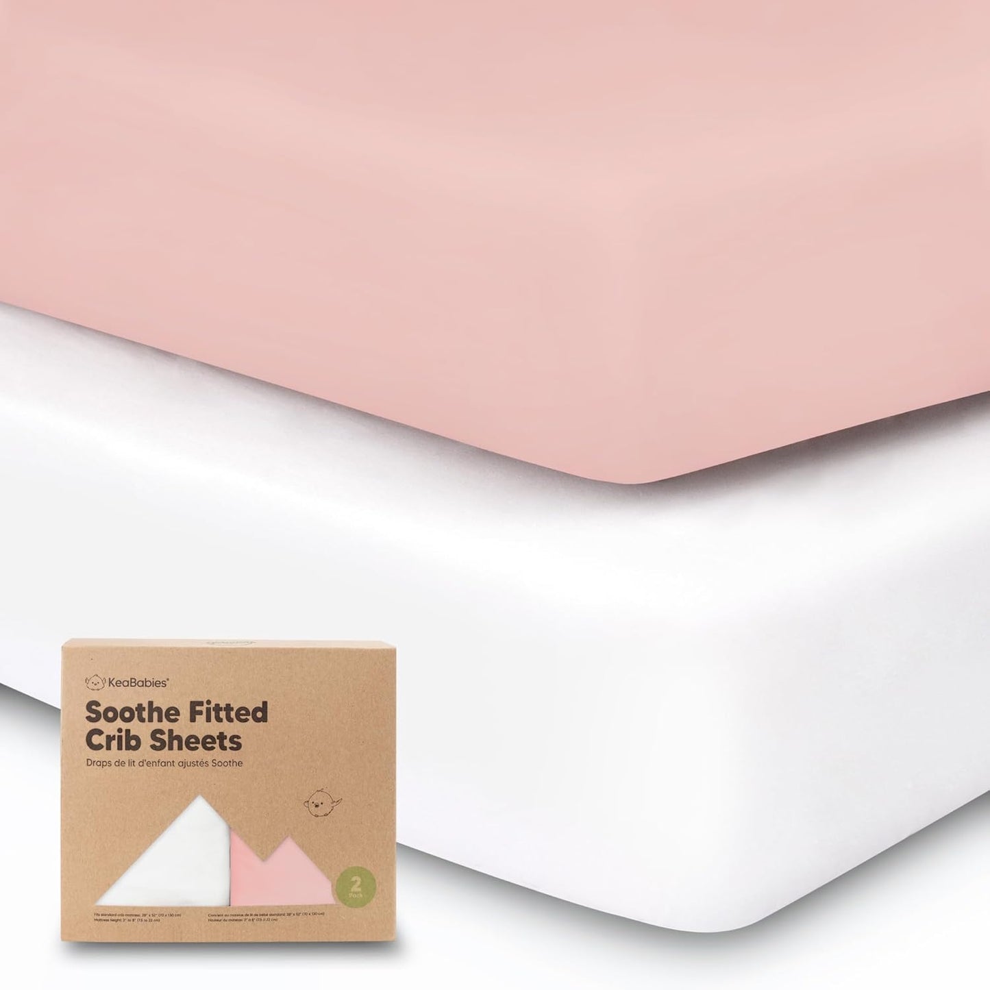 KeaBabies 2-Pack Organic Crib Sheets for Boys, Girls - 52x28 Fitted Crib Mattress Sheet Neutral, Breathable Jersey Cotton Cover for Baby Bed, Toddler Mattress, Soft & Cute Prints (Soft White)