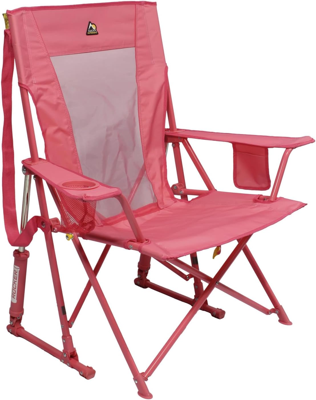 GCI Outdoor Comfort Pro Rocker Camping Chair | Portable Folding Rocking Chair with Durable Armrests & Drink Holder — Sweet Tea