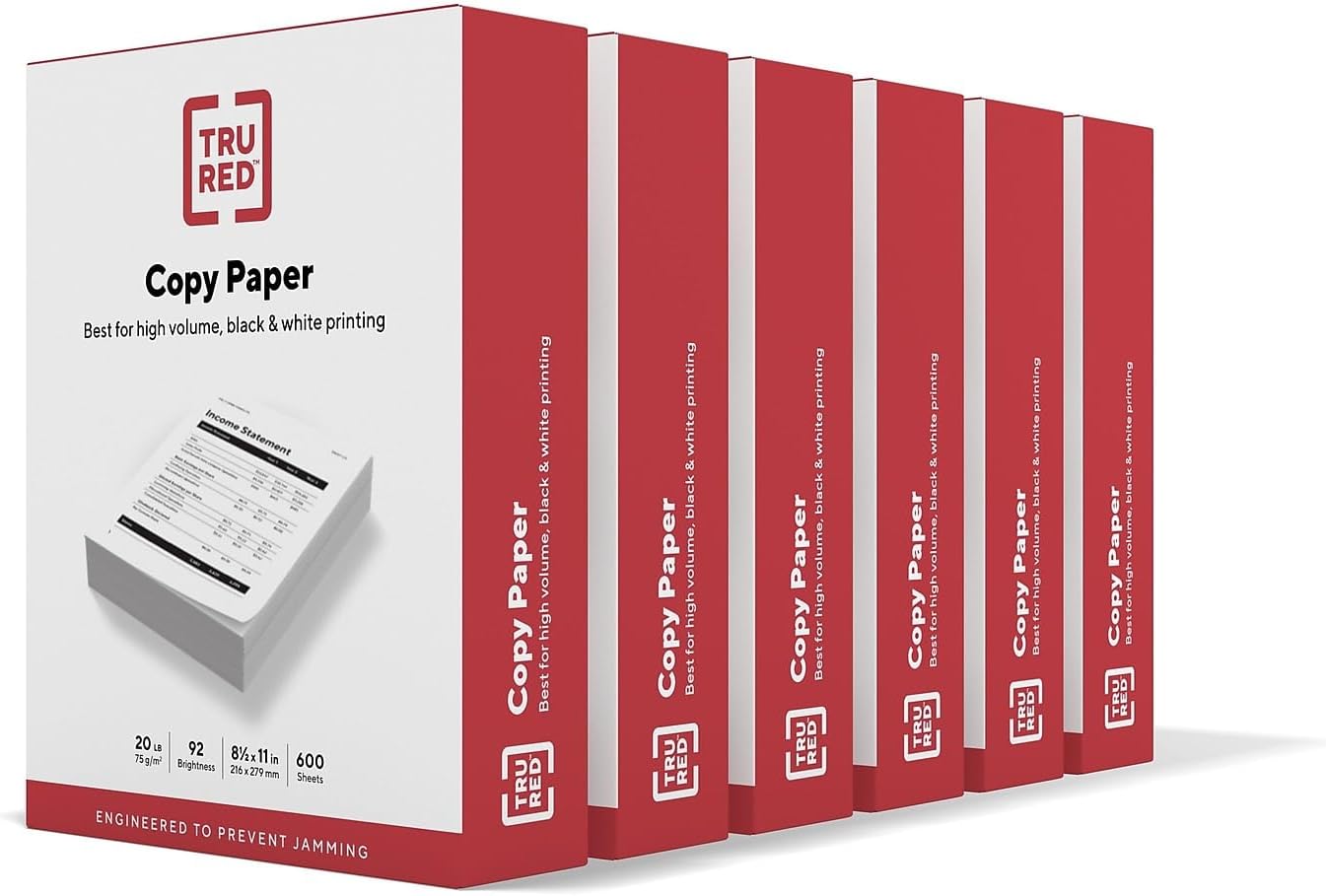 TRU RED 8.5x11 Copy Paper 20 lb. 92-Bright 5000 Sheets/Carton, For Office, School & Home