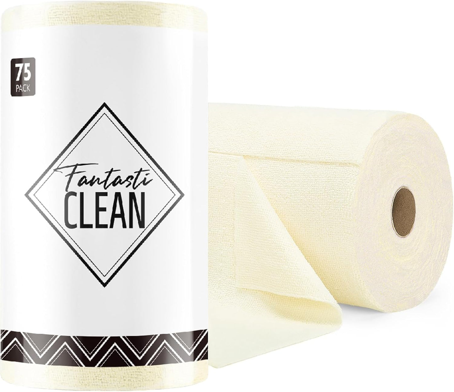 Fantasticlean Microfiber Cleaning Cloth Roll -75 Pack, Tear Away Microfiber Towels, 12" x 12", Reusable, Washable, Scratch Free, Ultra Absorbent Dishcloth for All-Around Cleaning Supplies (Pink)