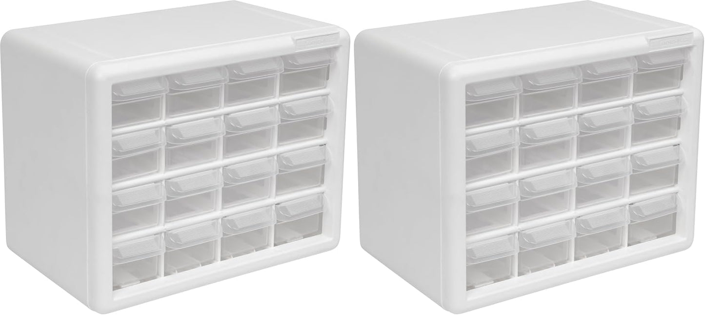 Akro-Mils 44-Drawer Plastic Drawer Storage Cabinet for Garage Organization, Bead Organizer, Building Bricks Storage, Teacher Toolbox, Makeup Organizer, 20" W x 6" D x 16" H, 10144 Black