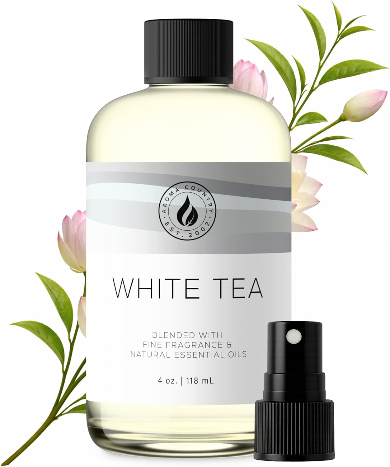 Aroma Country White Tea Diffuser Oil - Luxury Essential Oils for Diffuser Refill & Air Freshener Room Spray, Long-Lasting, Natural Home Fragrance and Hotel Scent for Diffusers & Machines (8.5 Fl Oz)