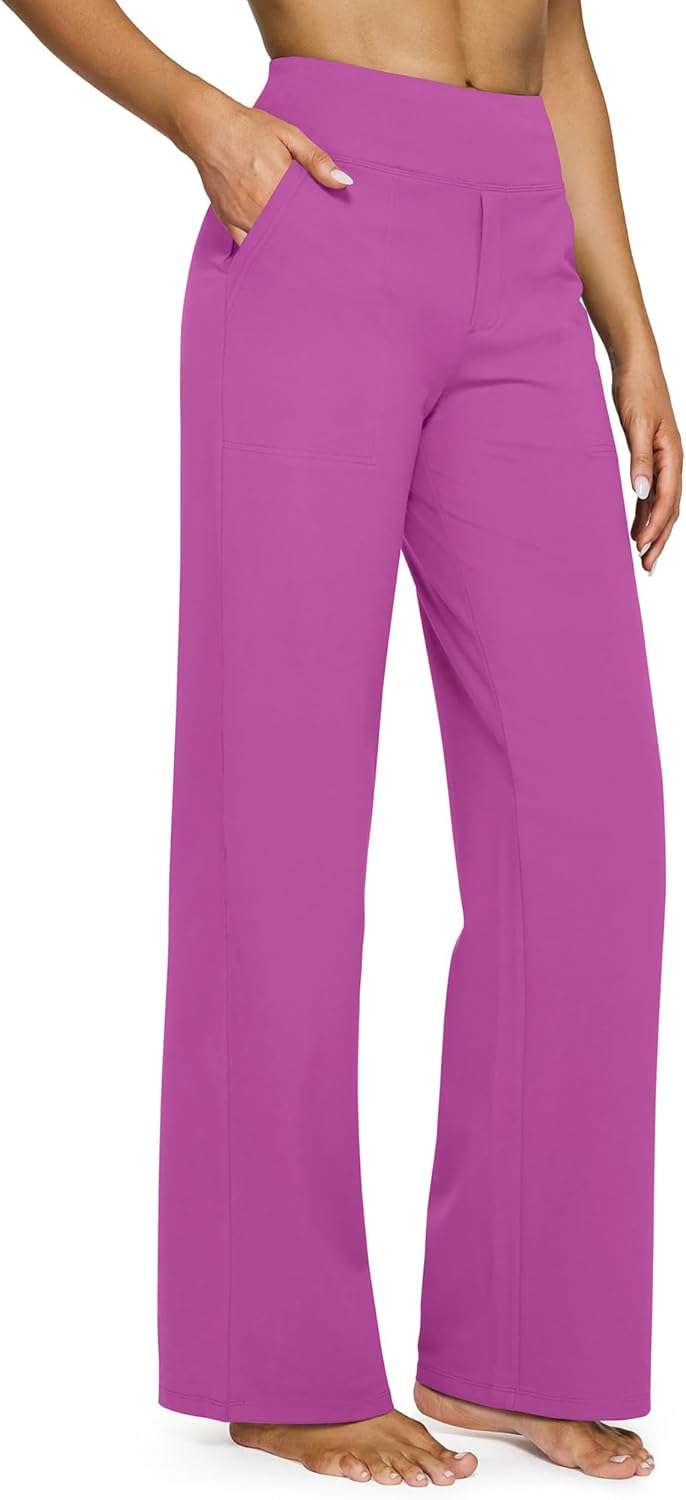 G4Free EverGoing Yoga Pants Women Wide Leg Pants with Pockets High Waist Stretch Dress Casual Sweatpants Petite/Regular/Tall