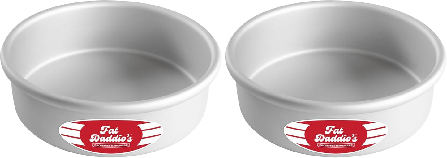Fat Daddio's Anodized Aluminum Round Cake Pans, 2 Piece Set, 8 x 2 Inch