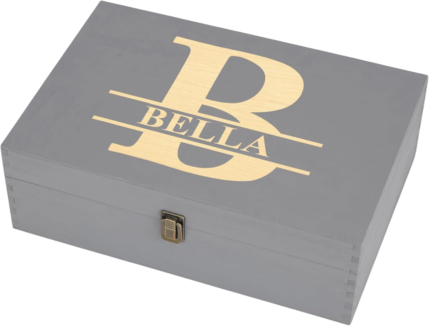 Personalized Wooden Keepsake Box - Custom Memory Box for Photos Jewelry Letters Rustic Memento Storage Box for Wedding, Anniversary, Birthday, Graduation & Retirement Gifts