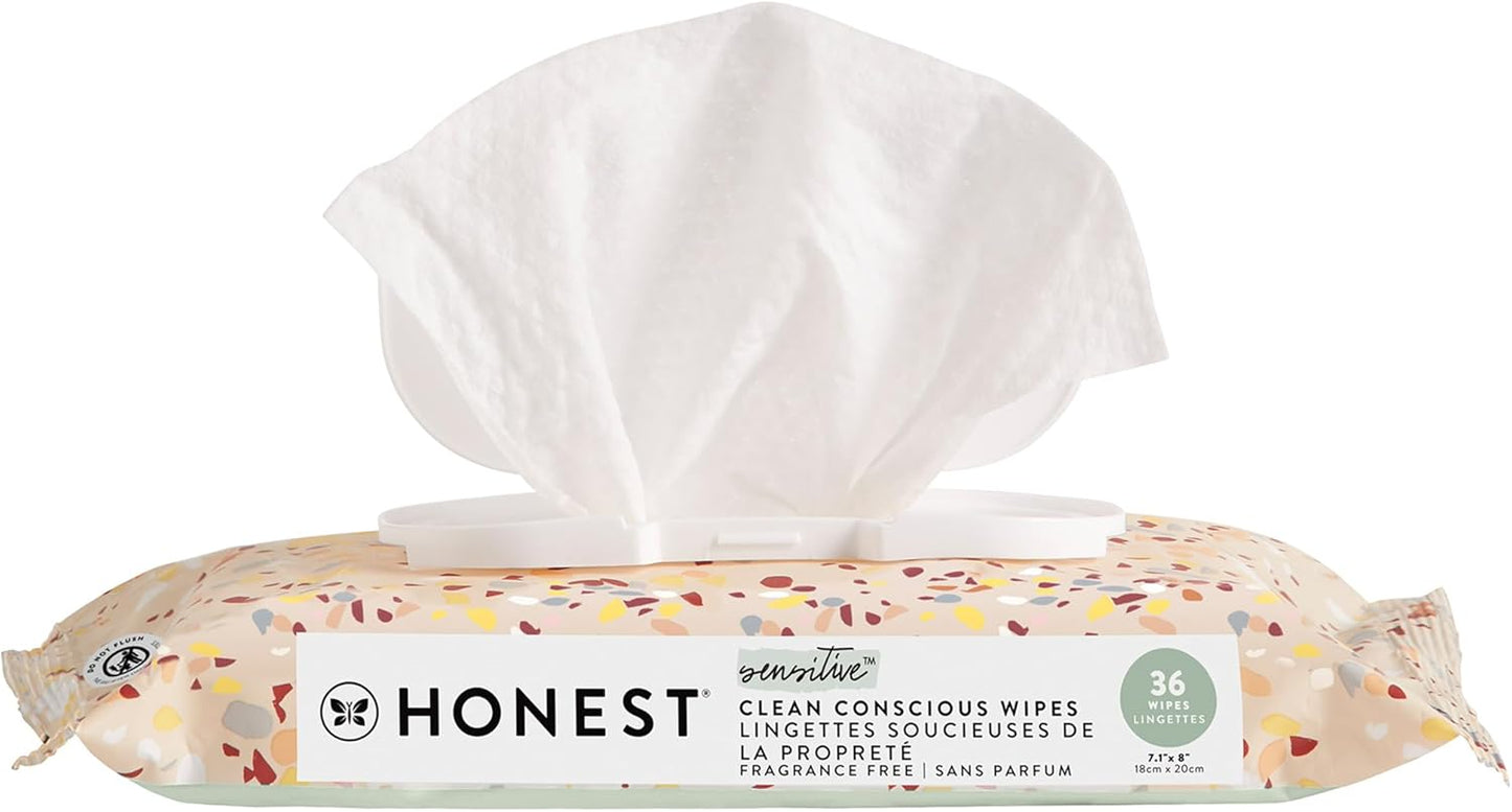 The Honest Company Baby Wipes for Sensitive Skin, Hypoallergenic, Fragrance-Free, Multi-Use, Pattern Play Design, 720 Count (8 Packs of 90)