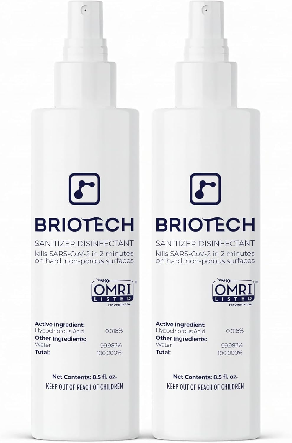 BRIOTECH Sanitizer Disinfectant Hypochlorous, Kill 99.99% of Viruses & Bacteria, Control Mold, Eliminate Odor, Gentle for Nursery & Play Rooms, Food Contact Surface Sanitizer, 1 Gallon Refill