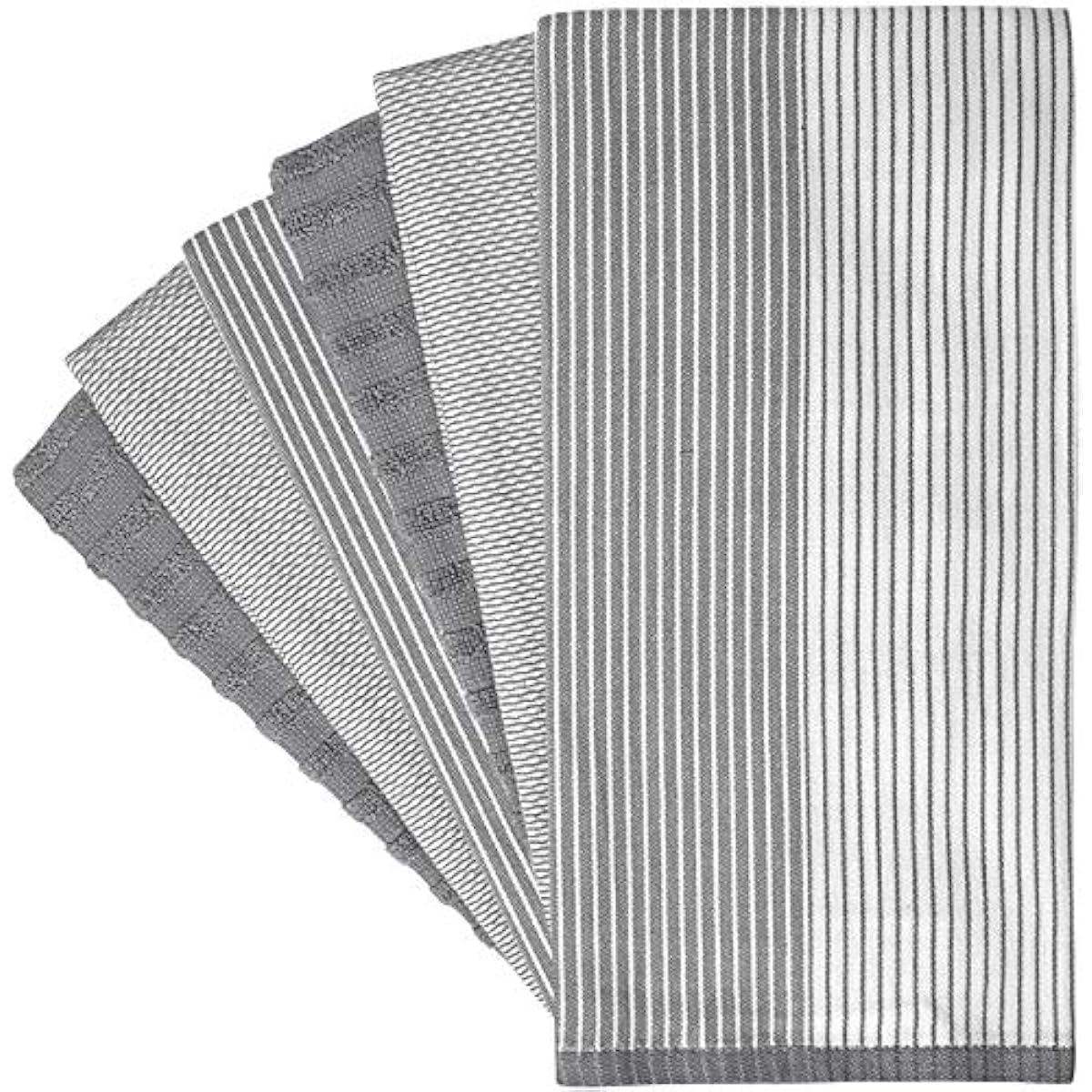 Premium Kitchen Towels (20”x 28”, 6 Pack) | Large Cotton Dish Towels | Flat & Terry Highly Absorbent Kitchen Linen Set with Hanging Loop | Gray