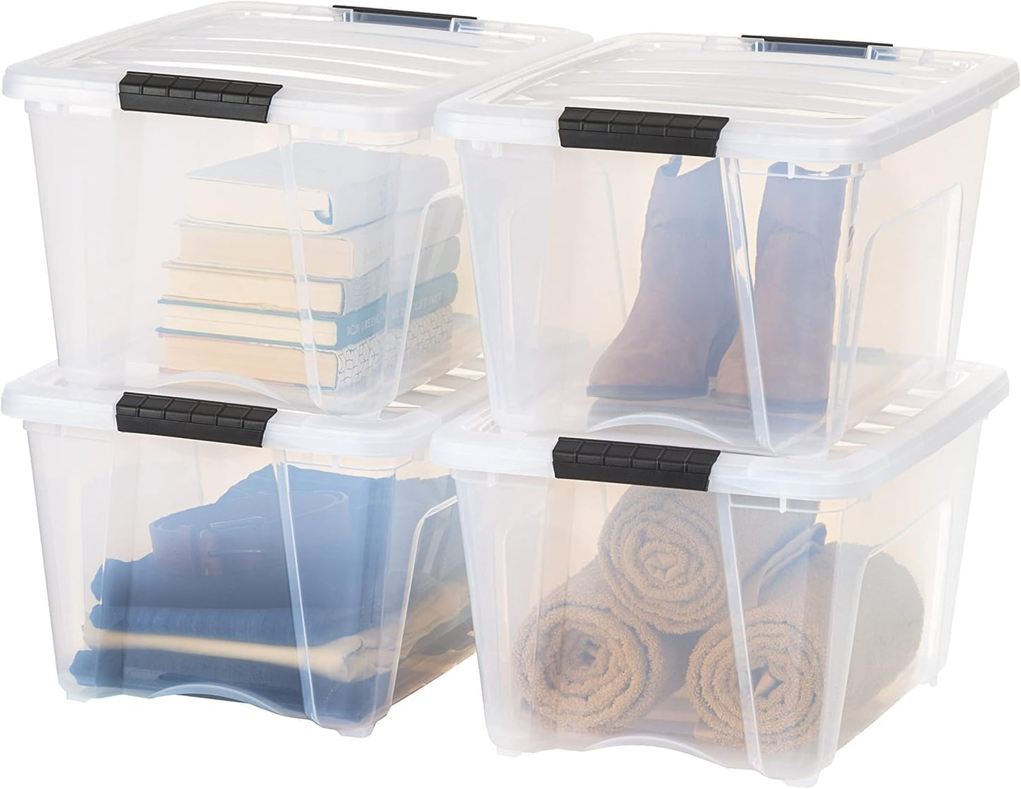 IRIS USA 13 QT Plastic Storage Box with Lid and Latches - 6 Pack - BPA-Free, See-Through Organizing Solution, Durable Nestable Stackable Containers, Secure Pull Handle - Clear