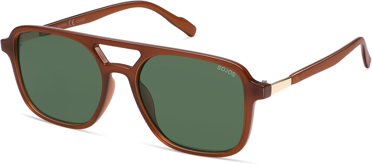 SOJOS Retro Aviator Sunglasses for Women Men,Trendy Rectangle Womens Mens Shades Sun Glasses SJ2202