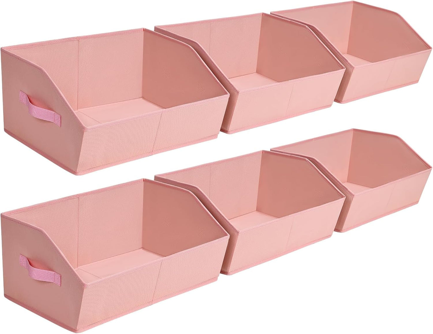 Closet Organizers Bins 6 Packs - Large Closet Shelf Organizer with Handles, Fabric Trapezoid Storage Bins, Collapsible Storage Cubes for Clothes, Towels, Light Gray
