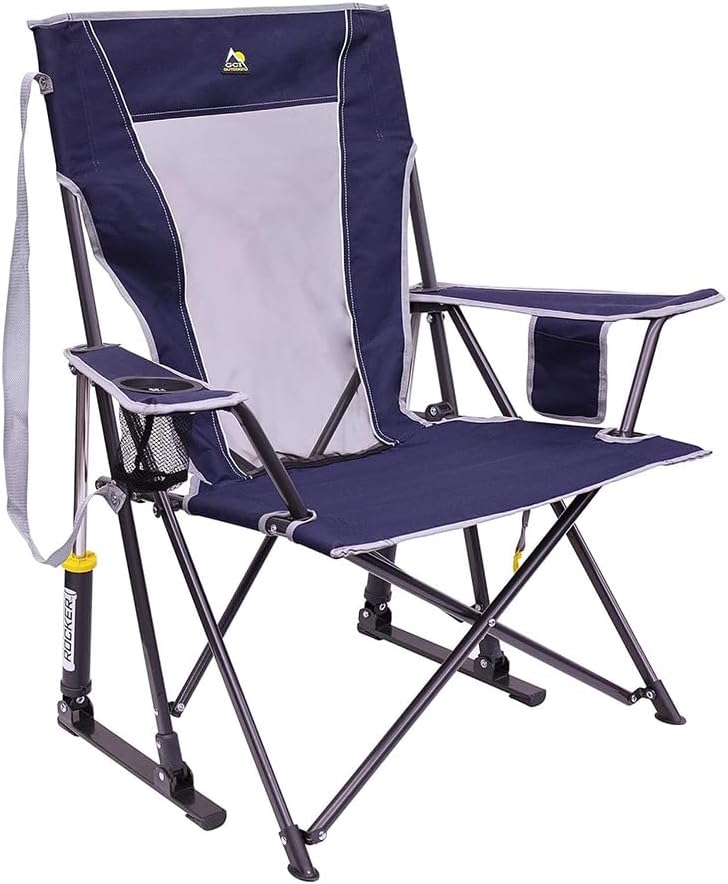 GCI Outdoor Comfort Pro Rocker Camping Chair | Portable Folding Rocking Chair with Durable Armrests & Drink Holder — Sweet Tea