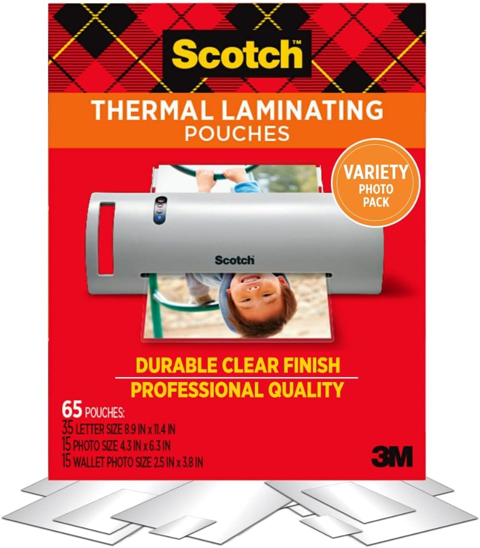 Scotch Thermal Laminating Pouches, 200 Count, Clear, 3 mil., Ideal Office or School Supplies, Fits Letter Sized Paper (8.9 in. × 11.4 in.)