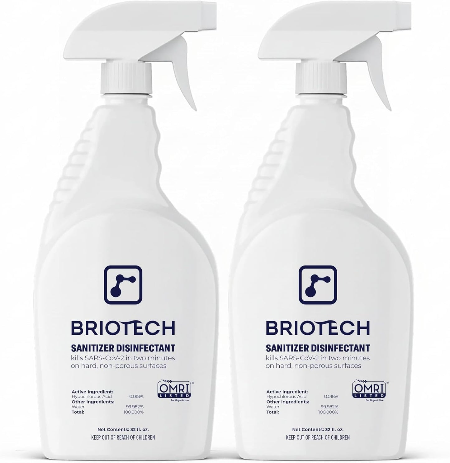 BRIOTECH Sanitizer Disinfectant Hypochlorous, Kill 99.99% of Viruses & Bacteria, Control Mold, Eliminate Odor, Gentle for Nursery & Play Rooms, Food Contact Surface Sanitizer, 1 Gallon Refill