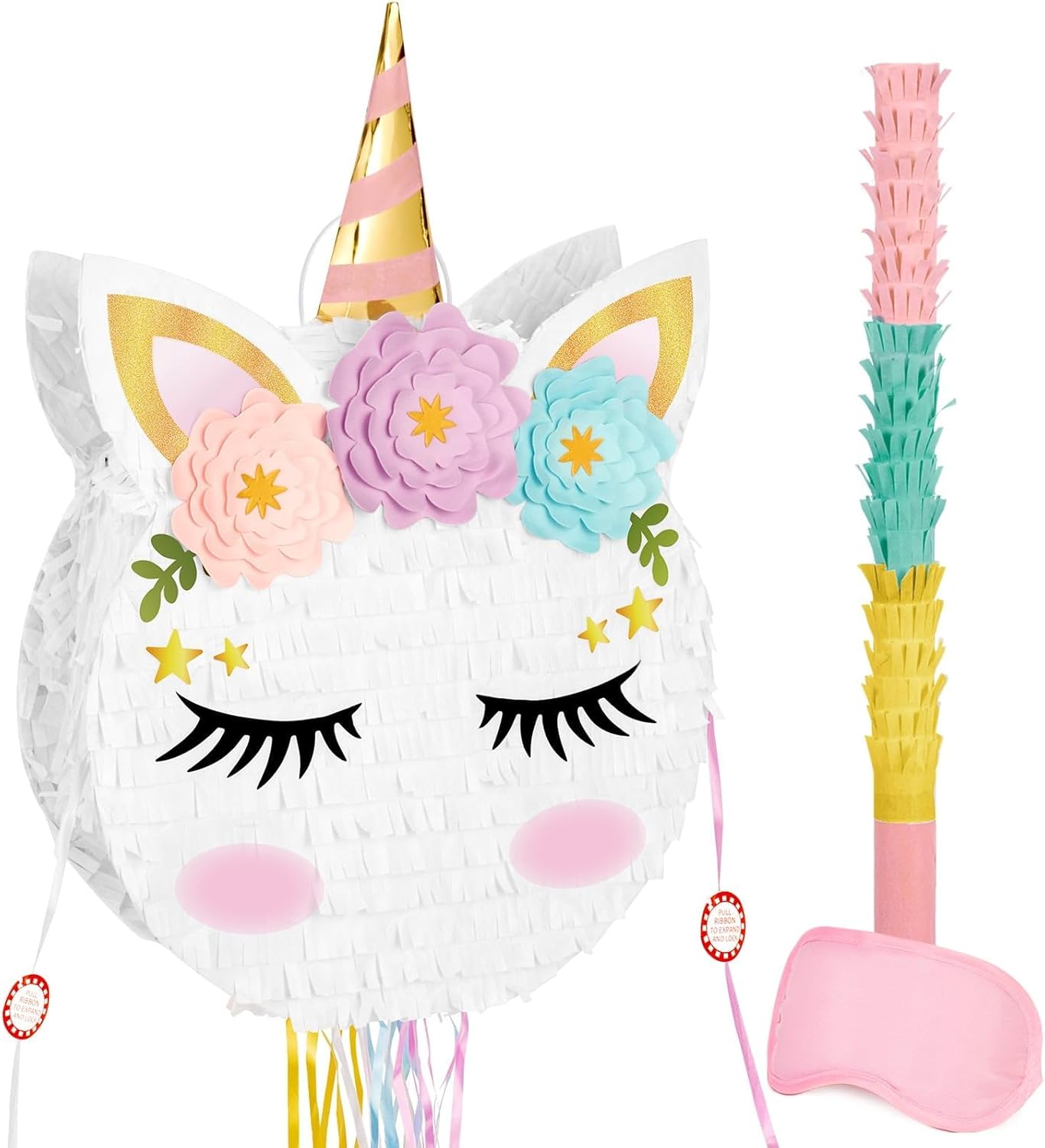 WERNNSAI Easter Bunny Piñata - Easter Rabbit Piñata Spring Pinata with Blindfold and Stick for Birthday Party Decoration Baby Shower School Activities Game Spring Party Game