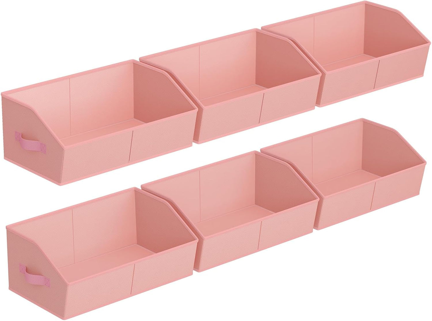 Closet Organizers Bins 6 Packs - Large Closet Shelf Organizer with Handles, Fabric Trapezoid Storage Bins, Collapsible Storage Cubes for Clothes, Towels, Light Gray
