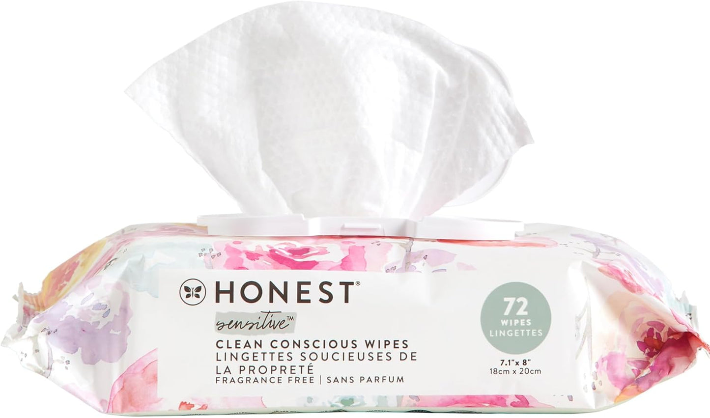 The Honest Company Baby Wipes for Sensitive Skin, Hypoallergenic, Fragrance-Free, Multi-Use, Pattern Play Design, 720 Count (8 Packs of 90)