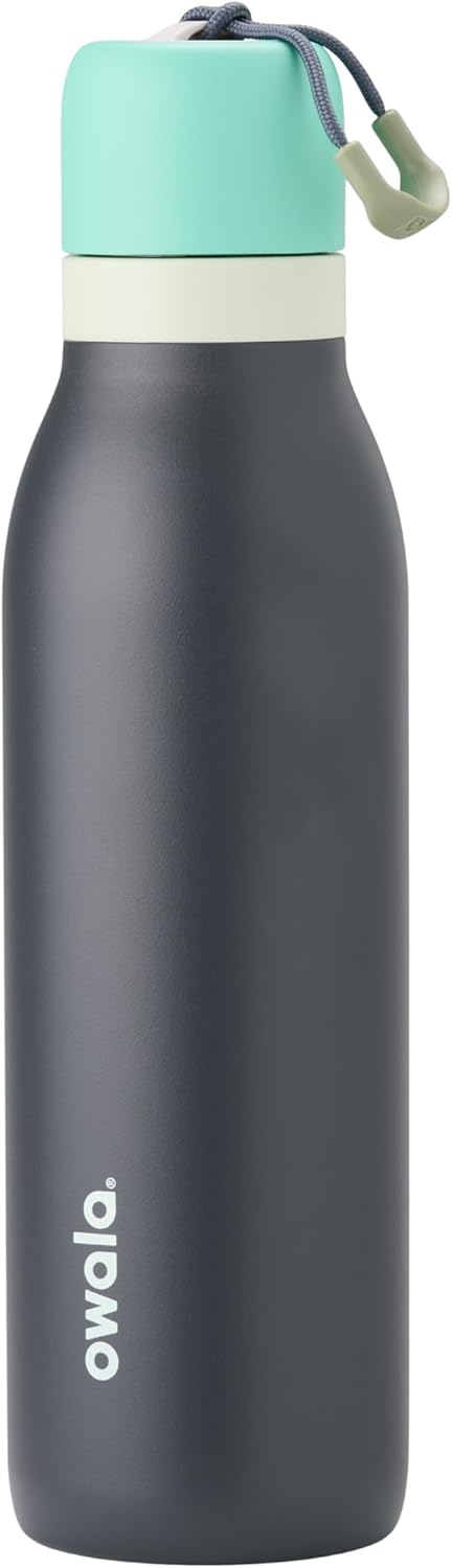 Owala FreeSip Twist Insulated Stainless Steel Water Bottle with Straw for Sports and Travel, BPA-Free, 24-oz, Blue/Grey (Foggy Tide)
