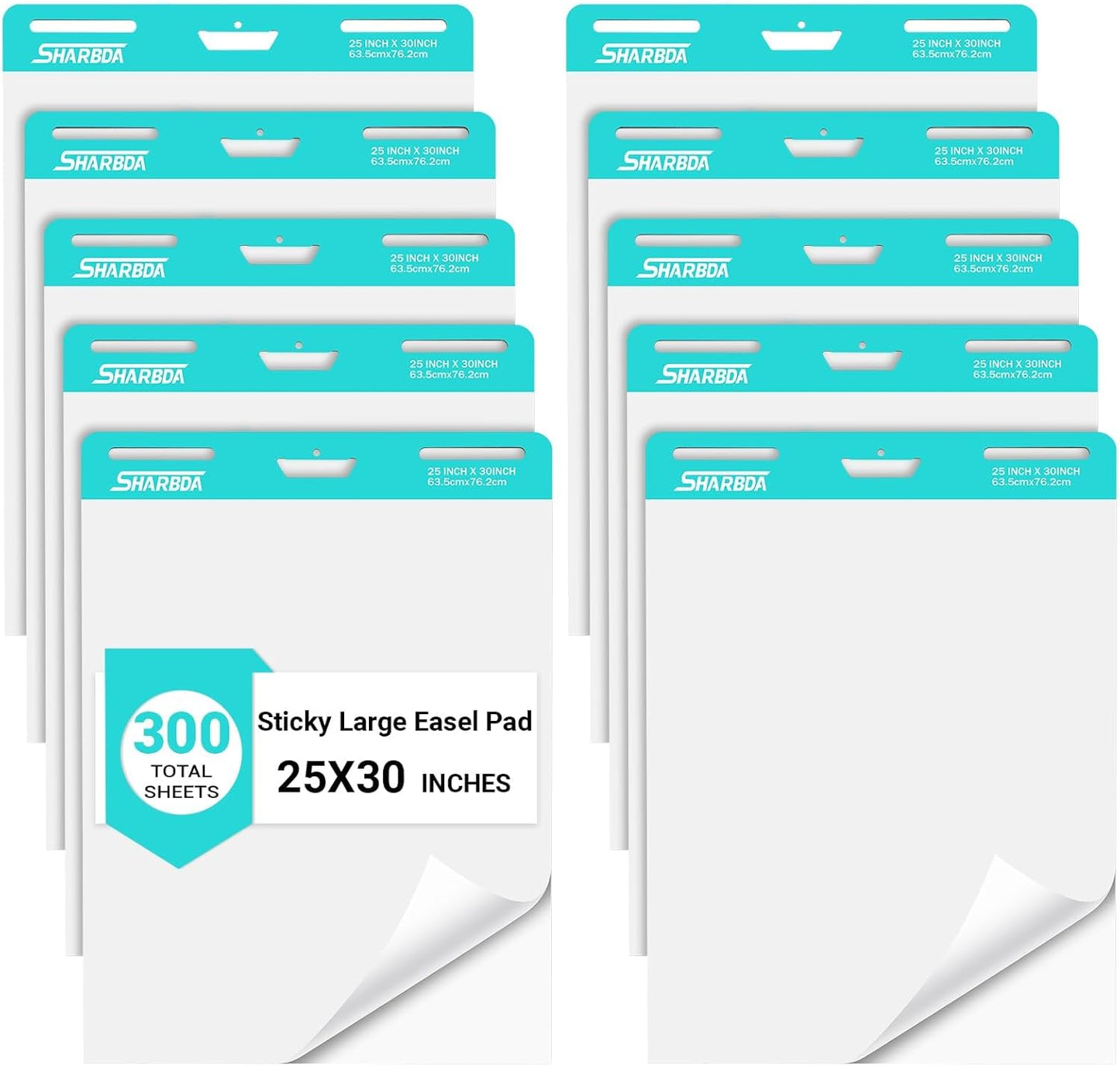 Lined Sticky Easel Pad, 25 in x 30 in,Flip Chart Paper,Sticky Chart Paper for Teachers, Large Self-Stick Easel Paper,Super Sticky & Bleed-Resistant,30 Sheets/Pad,2 Pads